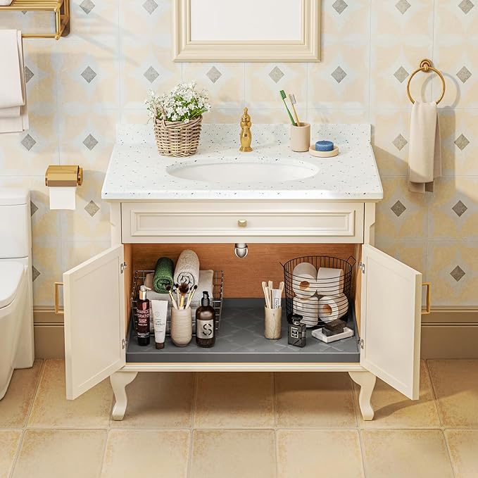 SIKADEER 22" x 22" Under Sink Mat Waterproof, Silicone Mat Kitchen Drawer Shelf - Image 6