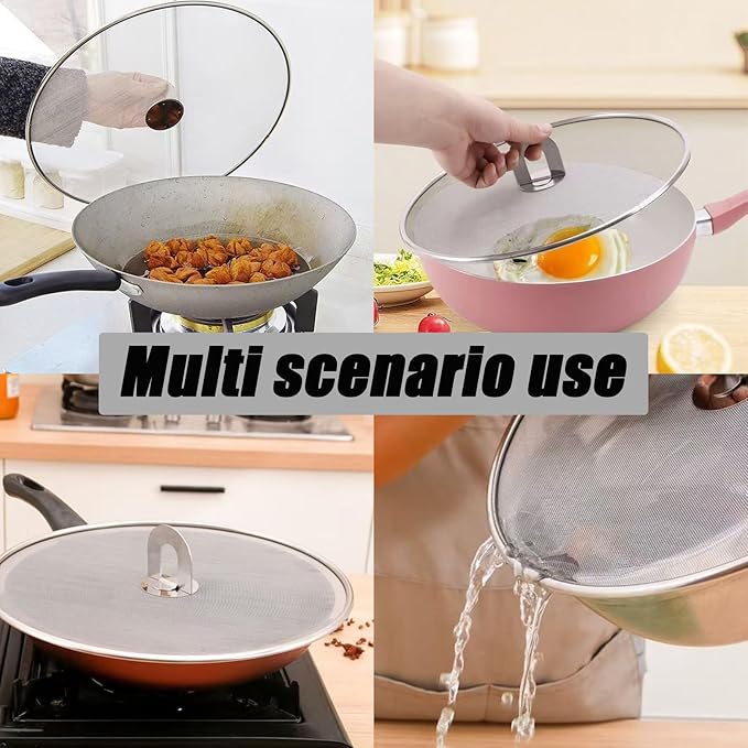 3 Pack Silver Stainless Steel Splatter Screens, Grease Splatter Guard - Image 5