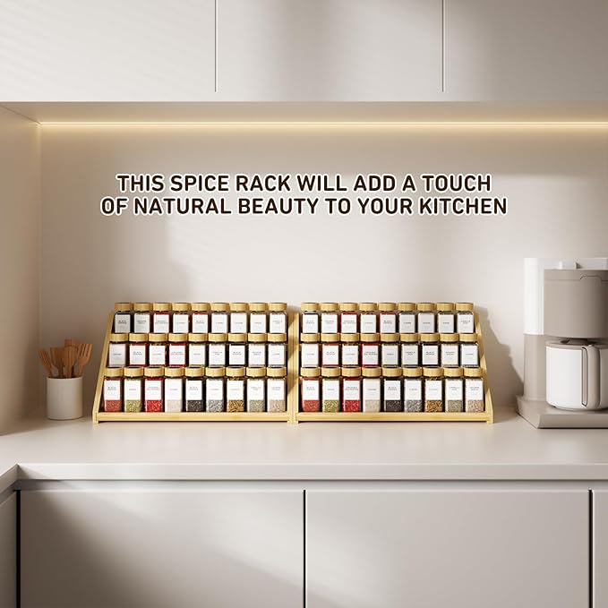 Spice Rack, Spice Organizer -3 Tier Bamboo Spice Racks, Solution - Image 7