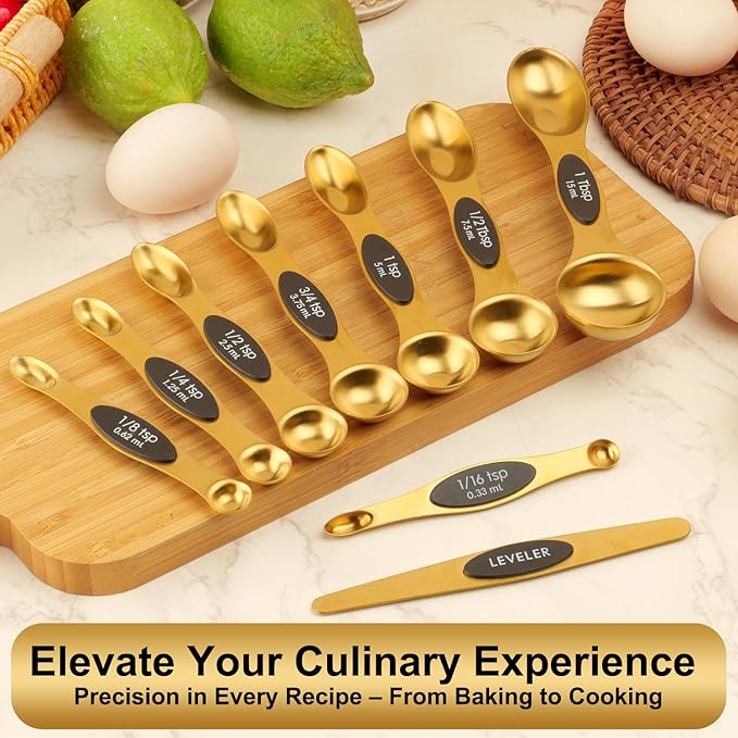 Gold Magnetic Measuring Spoons Set Stainless Steel - Image 6