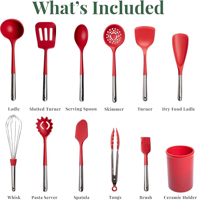Larder & Vine 12-Piece Silicone Kitchen Cooking Utensils Set - Image 3