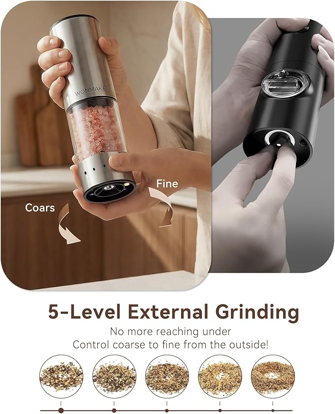 Electric Salt and Pepper Grinder Set, Type-C Rechargeable - Image 6