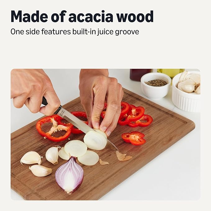 Amazon Basics Wooden Chopping Boards, 3-Piece Set, Acacia Wood, Pre-Oiled - Image 3
