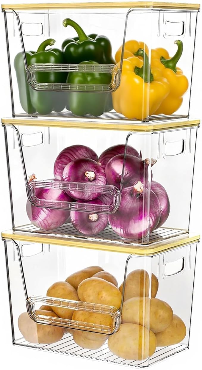 Delamu 3 Pack Pantry Organizers and Storage, Trash Bag Dispenser by DELAMU