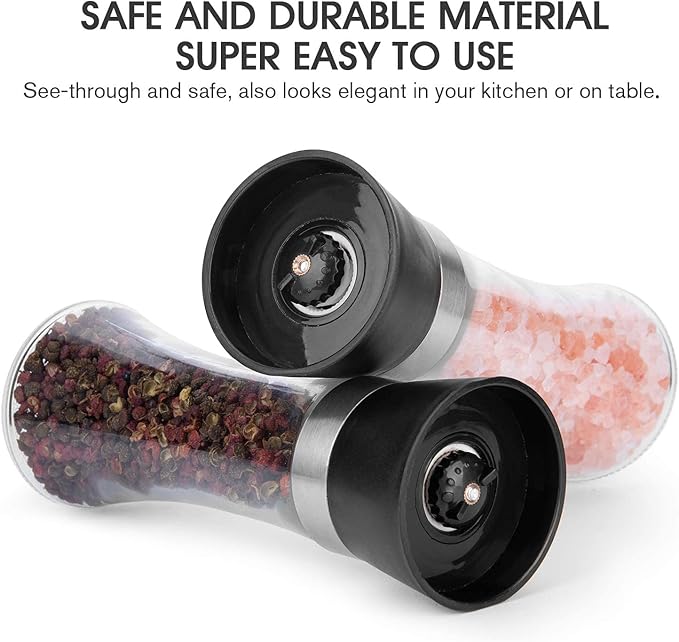 Hotder Premium Pepper and Salt Grinder Set of 2-Refillable Coarseness - Image 5