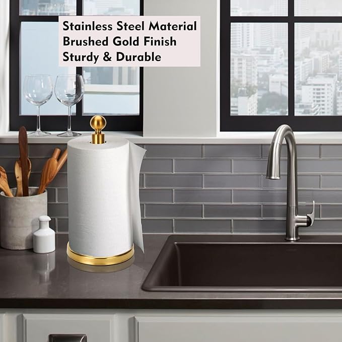 Gold Paper Towel Holder Countertop, Standing Paper Towel Roll Holder - Image 7