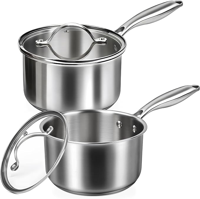 Stainless Steel Saucepan Set by Unknown