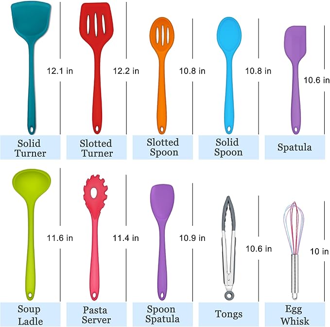 E-far 10 Pcs Silicone Cooking Utensils Set, Heat Resistant Kitchen Utensil Set - Image 2