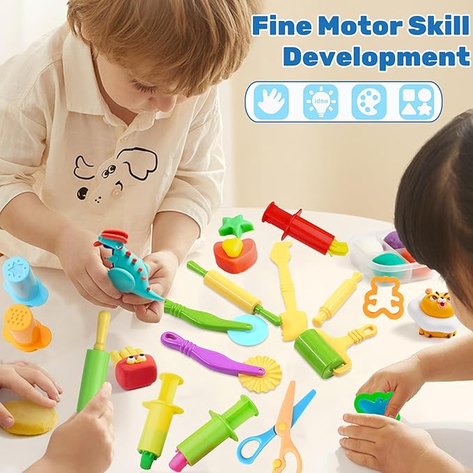 iShyan Dough Tools for Kids, 24 Pieces Dough Play Tools Set - Image 4