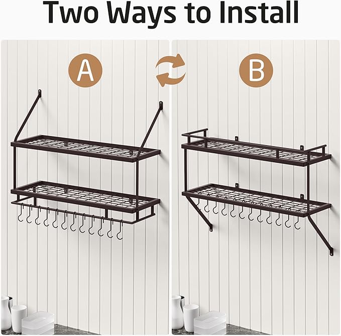KES 30-Inch Oiled Bronze Pot Rack Wall Mounted, 2-Tier Hanging Pot and Pan - Image 8
