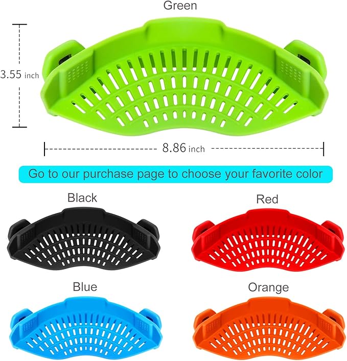 Clip On Strainer Silicone Pots and Pans, AUOON Pasta Strainer Clip on Food - Image 2