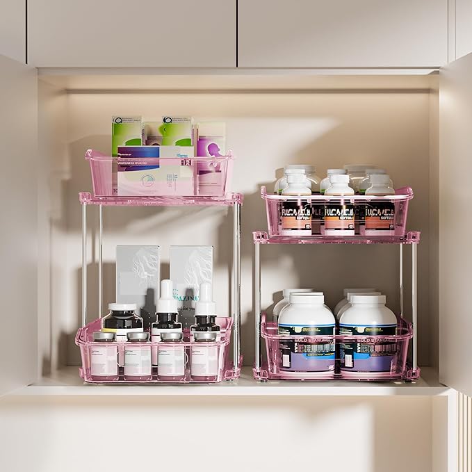 Delamu 2-Tier Under Sink Organizers and Storage, Pull Out Kitchen Pantry - Image 6