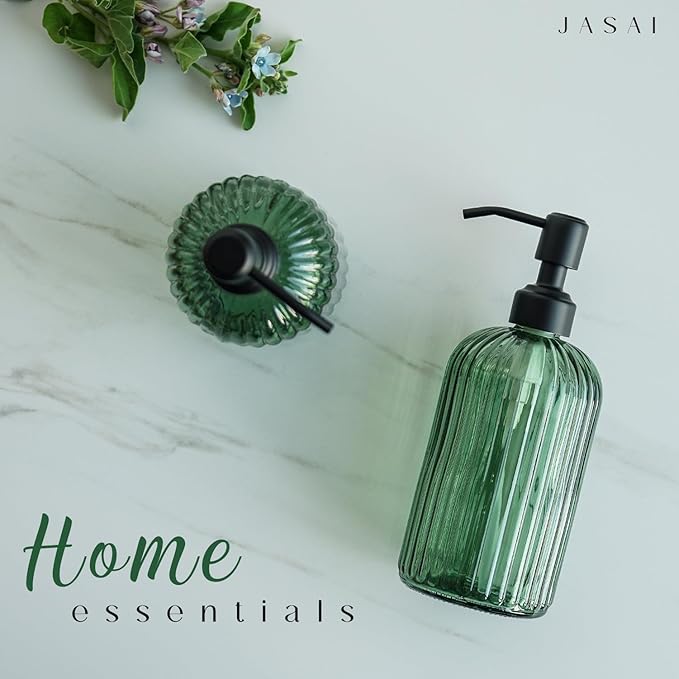 JASAI 18Oz Green Glass Soap Dispenser - Image 5