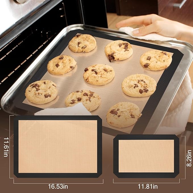 Silicone Baking Mat, 3 Pack Reusable Baking Mat, Food Safe Silicone Mats - Image 2