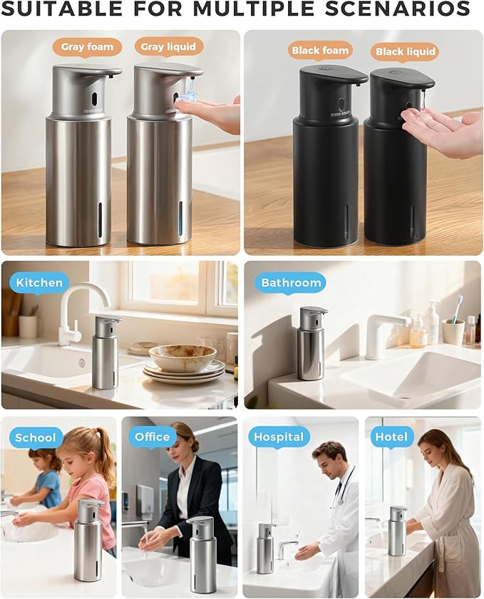 Automatic Liquid Soap Dispenser Touchless, 304 Stainless Steel Bottle Body - Image 9