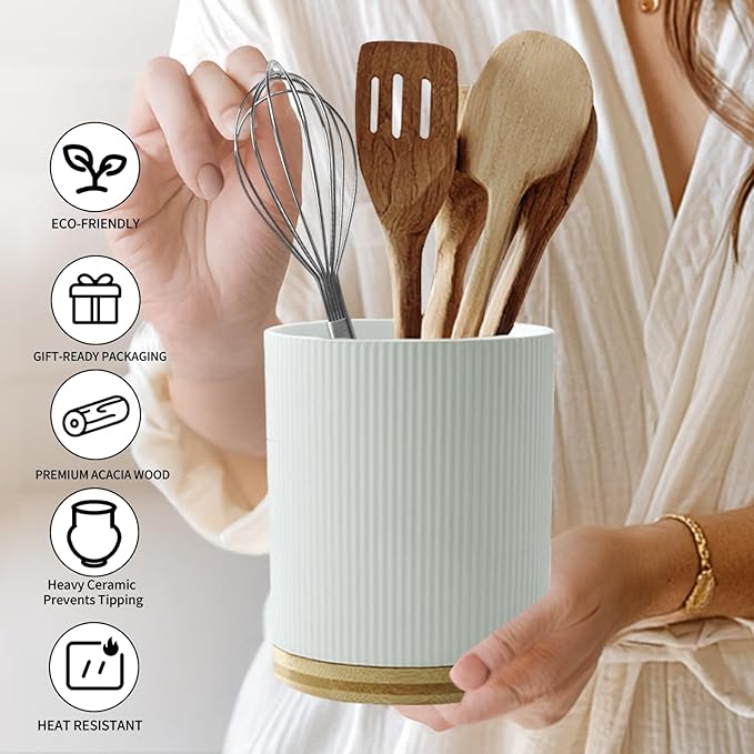 360° Rotating Utensil Holder for Kitchen Counter, 7.6'' Extra Large Utensil - Image 2