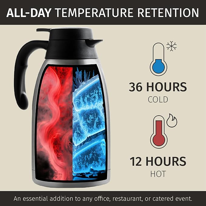 Thermal Coffee Carafe 2L / 68 oz – Updated 2025 Model – Insulated Stainless - Image 2