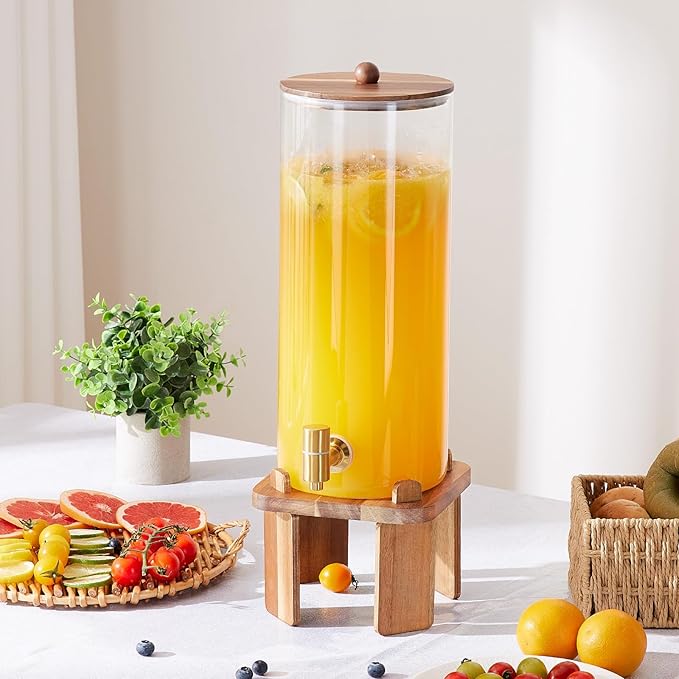 2 Gallon Large Drink Dispenser for Parties, Glass Beverage Dispenser - Image 5