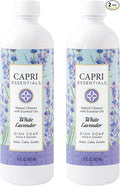 CAPRI ESSENTIALS Dish Soap Liquid, Natural Household Cleaning, Plant Based Aromatic Dish Detergent, Blend of Essential Oils with Juniper & Chamomile, White Lavender, 16 FL Oz (2 Pack)