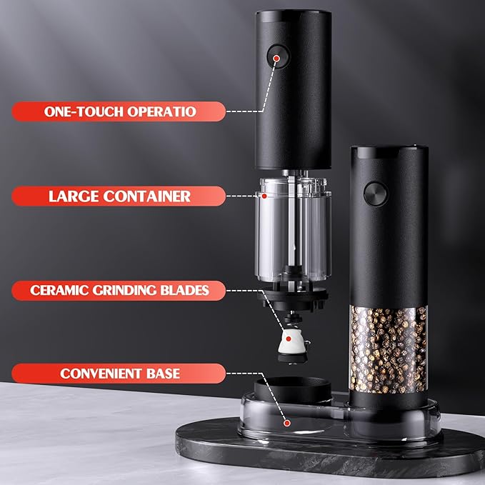 Electric Salt and Pepper Grinder Set Automatic Battery Pepper Mill Shakers - Image 9
