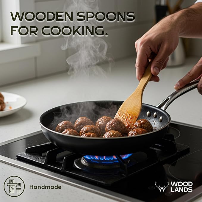 WOODLANDS USA Wooden Spoons for Cooking set of 6 – Premium Wooden Utensil set - Image 6
