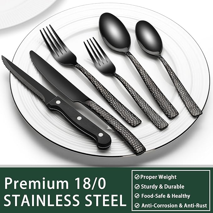 EWFEN 24-Piece Black Silverware Set - Image 5