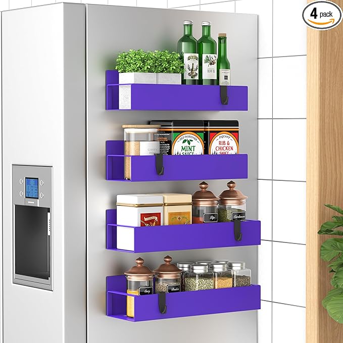 HuggieGems 4 Pack Magnetic Spice Storage Rack Organizer by HuggieGems