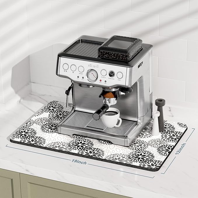 Rnivvi Coffee Mat, Hide Stain Rubber Backed Absorbent Dish Drying Pad - Image 2