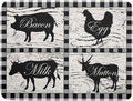 Farmhouse Animal Dish Drying Mat Buffalo Plaid Drainer Rack Mats Fast Dry by Giwawa