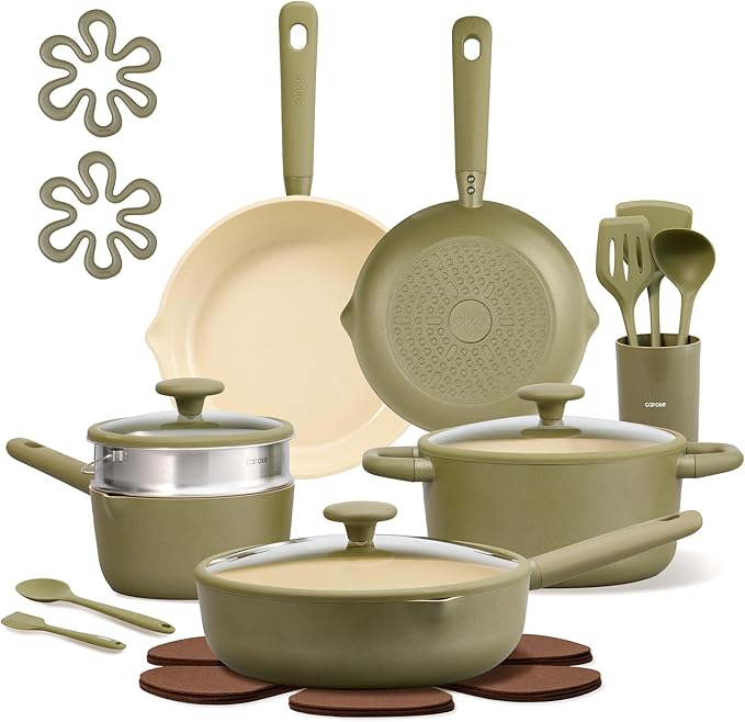 CAROTE 21pcs Cookware Set Nonstick Pots and Pans Set, Ceramic Cookware Set by CAROTE