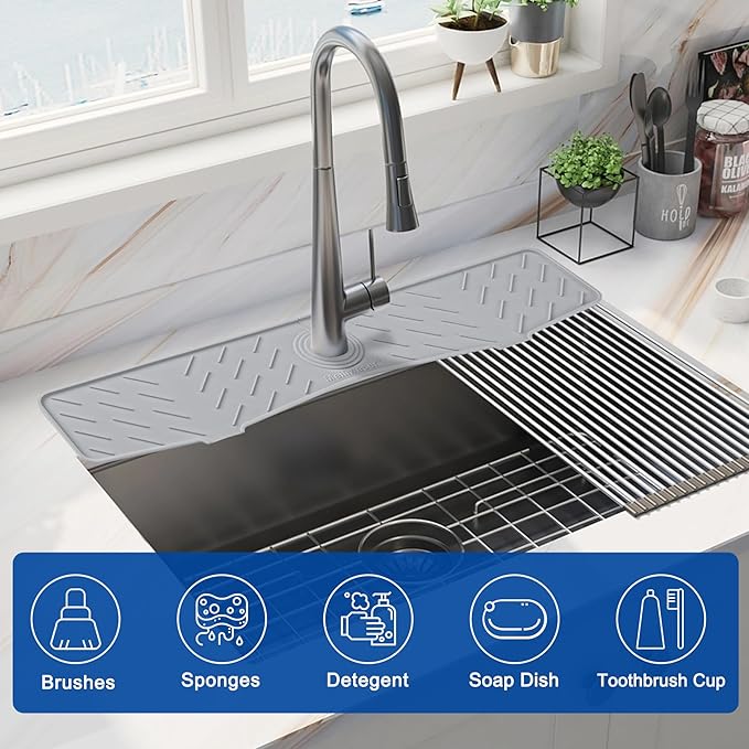Faucet Mat for Kitchen Sink – 24” x 5.1” Extra-Long Silicone Splash Guard - Image 5