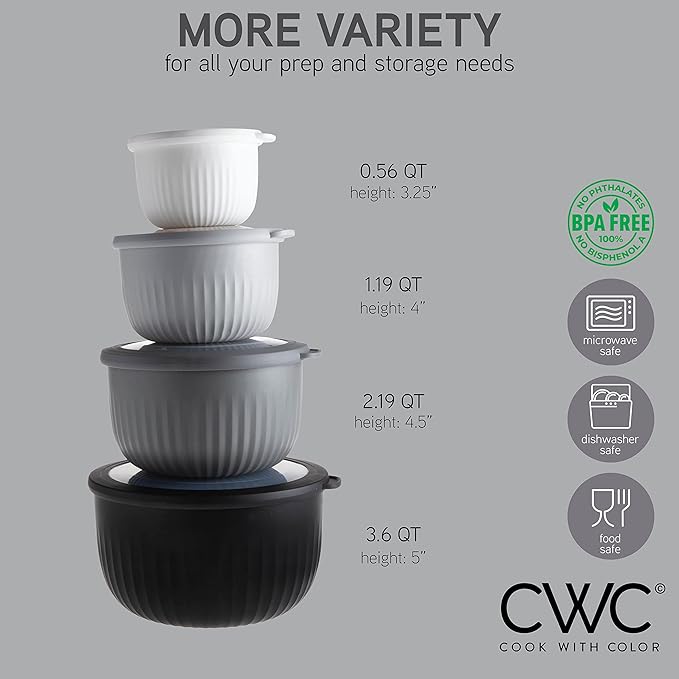 COOK WITH COLOR Prep Bowls with Lids- Wide and Deep Nesting Plastic Small - Image 2