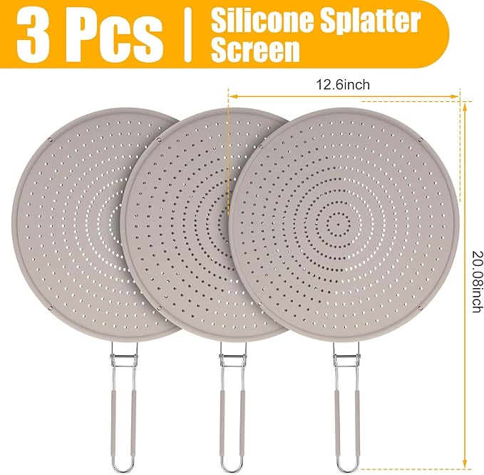 Tioncy 3 Pcs Silicone Splatter Screen - Image 4