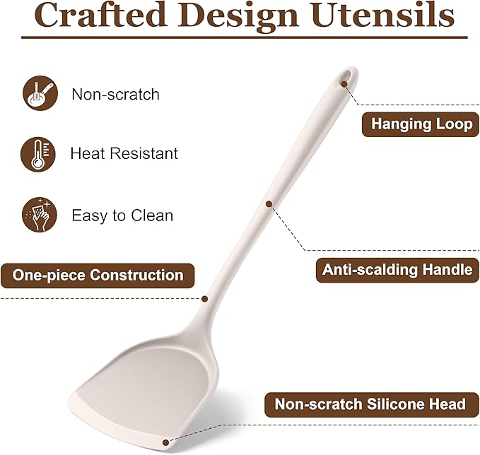 LIANYU 8Pcs Kitchen Cooking Utensils Set, Silicone Cooking Utensil Set - Image 4