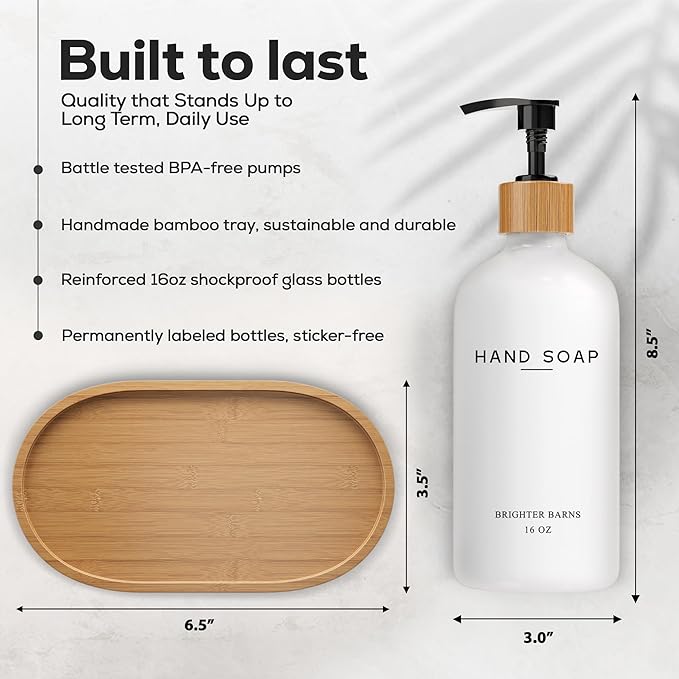 Luxury Glass Hand and Dish Soap Dispenser Set by Brighter Barns - Image 3