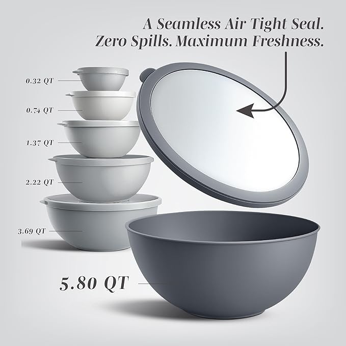 COOK WITH COLOR Mixing Bowls Set with TPR Lids - Image 2