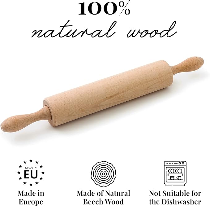 tuuli Kitchen Professional Classic Wooden Rolling Pin - Image 3