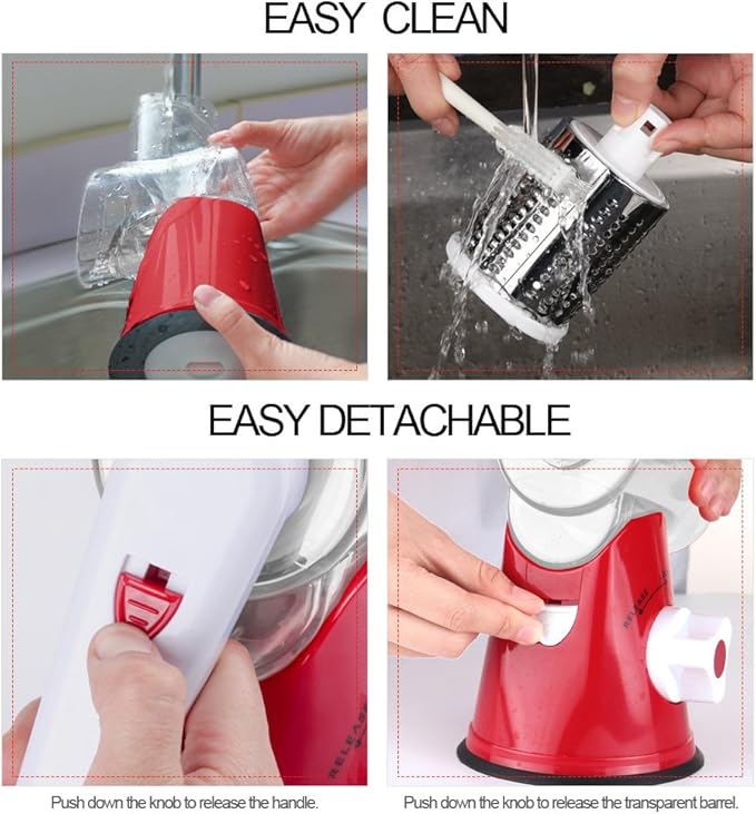 Ourokhome Rotary Cheese Grater Hand Crank, Kitchen Shredder Speed Mandolin - Image 6