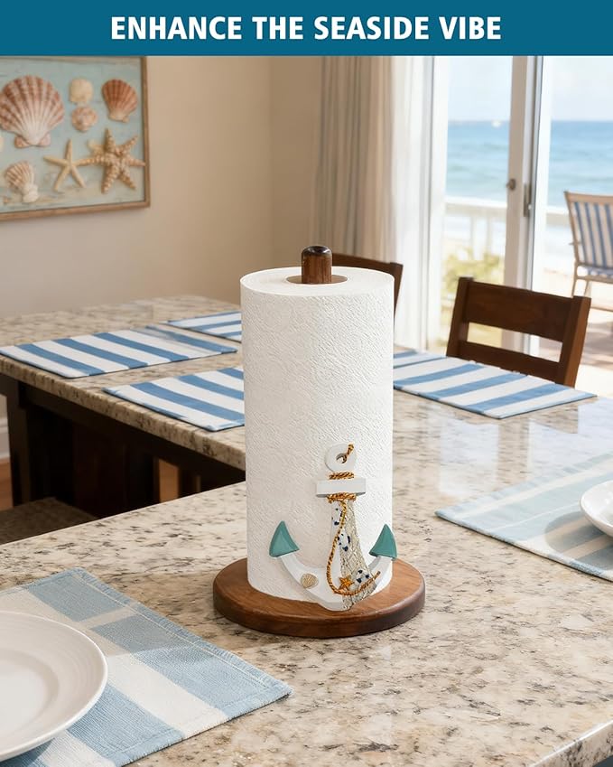 Ship's Anchor Paper Towel Holder, Nautical Coastal Beach Ocean Decor - Image 2
