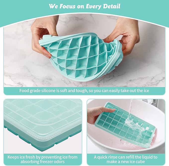 Silicone Ice Cube Tray with Leak-Proof Lid & Storage Bin - Image 6