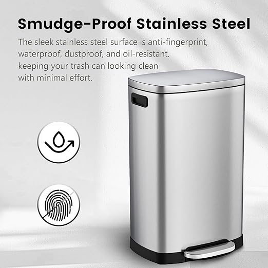 ELPHECO Kitchen Trash Can with Lid Soft Close, 13 Gallon / 50L Stainless Steel - Image 6