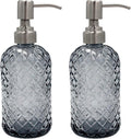 16 oz Diamond Pattern Glass Soap Dispenser, Kitchen and Bathroom Refillable by SDlumeiy