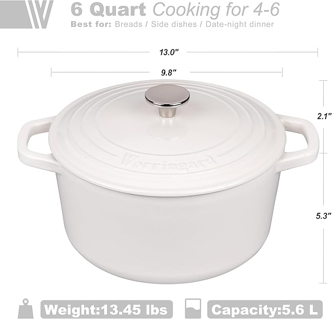 VORRINGARD Enameled Cast Iron Dutch Oven Pot - Image 2