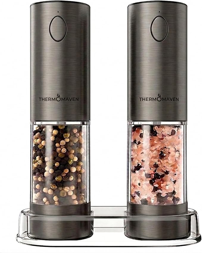 ThermoMaven Electric Salt and Pepper Grinder Set, 110ml Larger Rechargeable by ThermoMaven