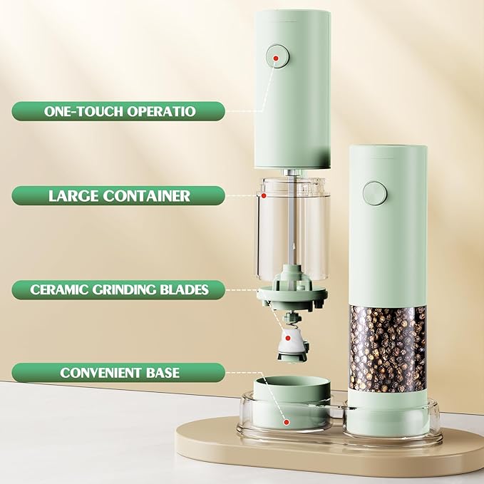 Electric Salt and Pepper Grinder Set Automatic Battery Pepper Mill Shakers - Image 7