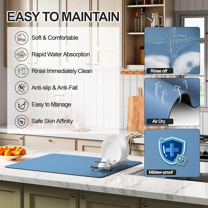 Ecotrim - Dish Drying Mat for Kitchen Counter | Coffee Bar Mat for Countertops - Image 3