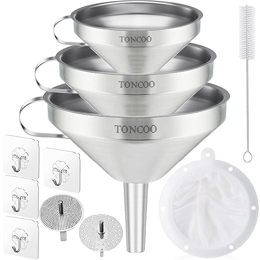 Toncoo 3 Pack Stainless Steel Funnels by Toncoo