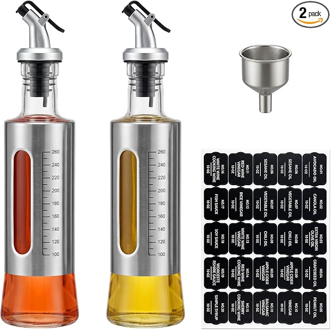 Olive Oil Dispenser for Kitchen, 2 Pack 10oz/300 ML Cooking Oil and Vinegar by Unknown