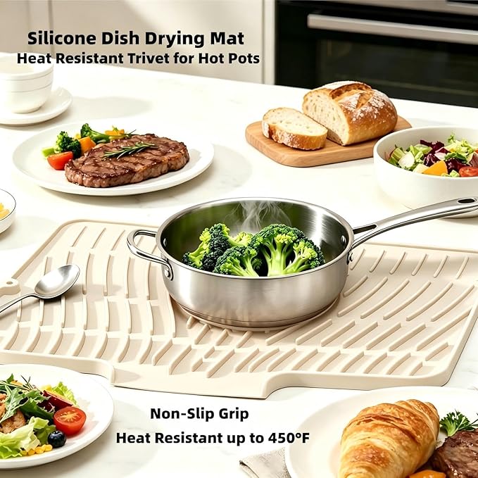 Silicone Dish Drying Mat for Kitchen Counter Sink, Non-Slip dish drying Pad - Image 4