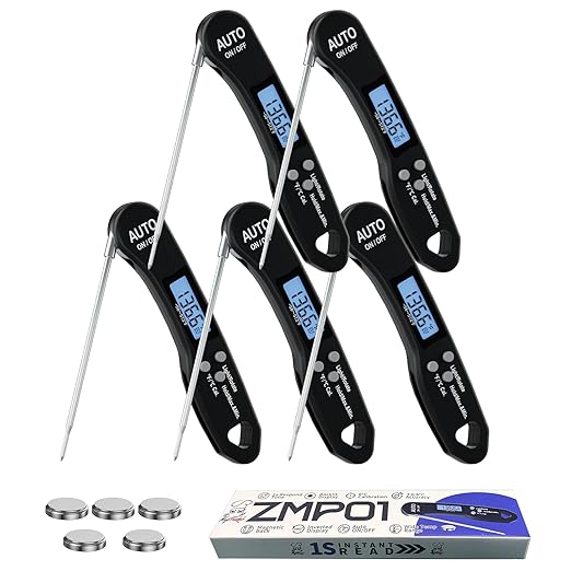 5 PCs Instant Read Meat Thermometer, 1.2s Fast Read, ±1°F Accuracy, -58°F to by Meatender